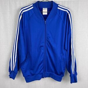 Vintage Track Jacket Mens Blue Stripe Athletic Retro Sportswear Athleisure 80s